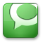 The image displays a graphic icon resembling a speech bubble with a green background and a white speech mark inside, commonly associated with messaging apps or chat functionality.
